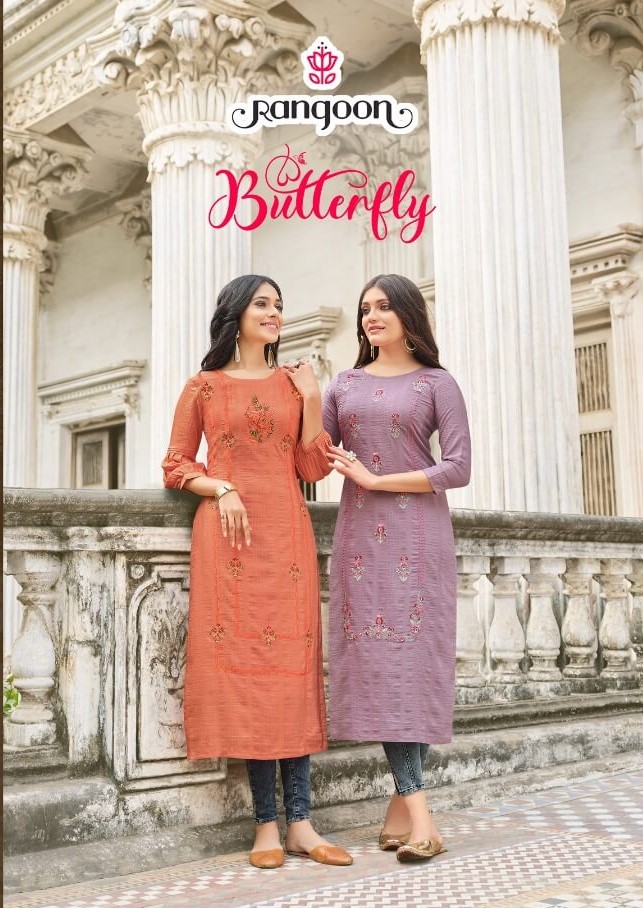 Rangoon Butterfly Viscose Kurti Wholesale Catalog