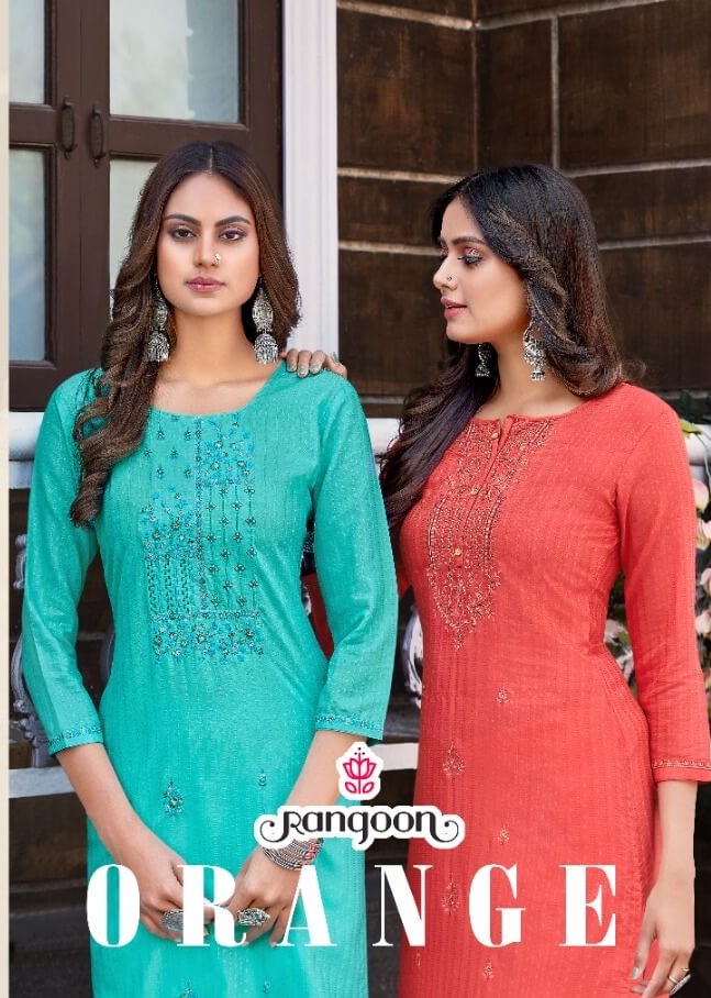 Rangoon Orange Cotton Embroidered Kurti Wholesale Catalog, Buy Full Catalog of Rangoon Orange Cotton Embroidered Kurti At Wholesale Price