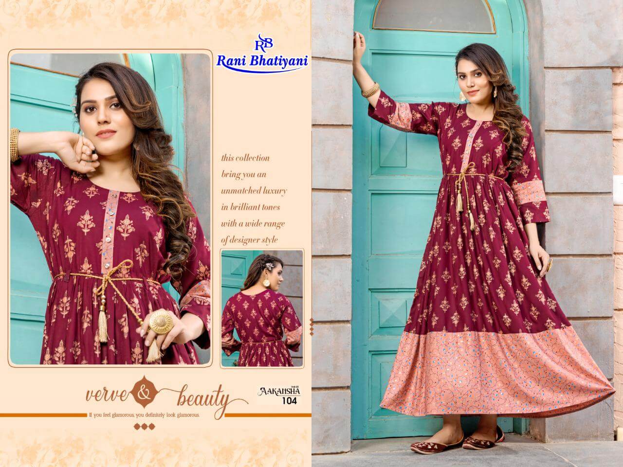 Rani Bhatiyani Aakansha Vol 1 Gown Catalog In Wholesale Price. Purchase Full Catalog of Rani Bhatiyani Aakansha Vol 1 In Wholesale Price Online