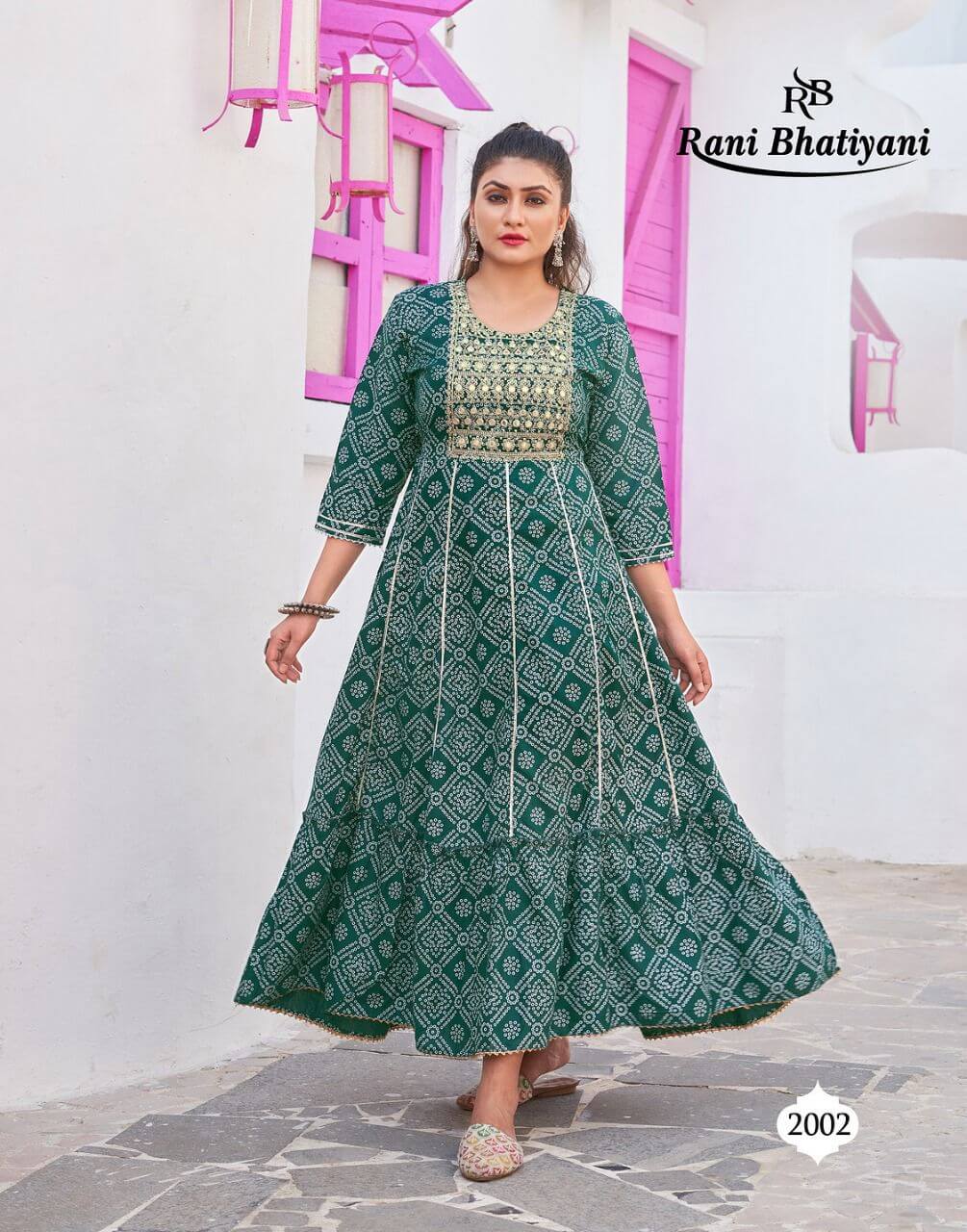 Rani Bhatiyani Bandhani Vol 1 Gown Wholesale Catalog. Purchase Full Catalog of Gown In Wholesale Price Online