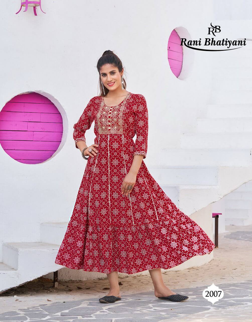 Rani Bhatiyani Bandhani Vol 1 Gown Wholesale Catalog. Purchase Full Catalog of Gown In Wholesale Price Online