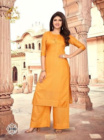 Rijiya Trends RT Launches New Kurti With Plazzo Catalogue RT Glossy. Rijiya Trends RT Glossy Soft Chanderi Kurti Top With Soft Chanderi Plazzo. Rijiya Trends RT Glossy Catalog With Chanderi Top With Inner and Chanderi Bottom Wholesale Catalogue. Buy Rijiya Trends Rt Glossy 6 Pairs Catalogue at wholesale rate Online For Business. Order Rijiya Trends RT Glossy Kurtis From Surat, Ahmedabad, Vadodara Textile Market In Bulk Rate Online 