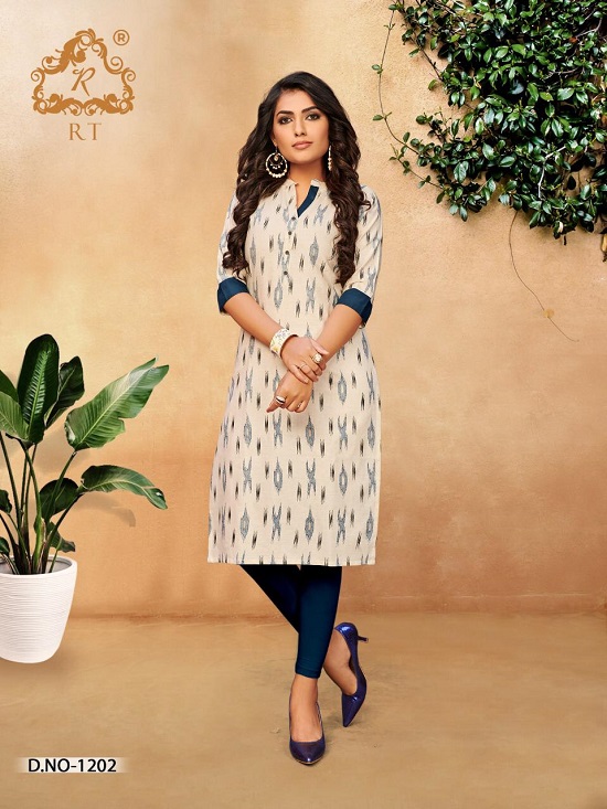 Rijiya Trends (RT) Presents New Kurtis Catalogue Casual. Buy Premium Quality Cotton Flex Print Kurtis From Surat Kurti Manufacturer,Dealer And Wholesaler At Lowest Wholesale Price Online. Buy RT Casual Kurtis 8 Design Bunch In Bulk Rate. Order Highest Selling Cotton Print Kurtis Catalogue Online In Wholesale For Business 