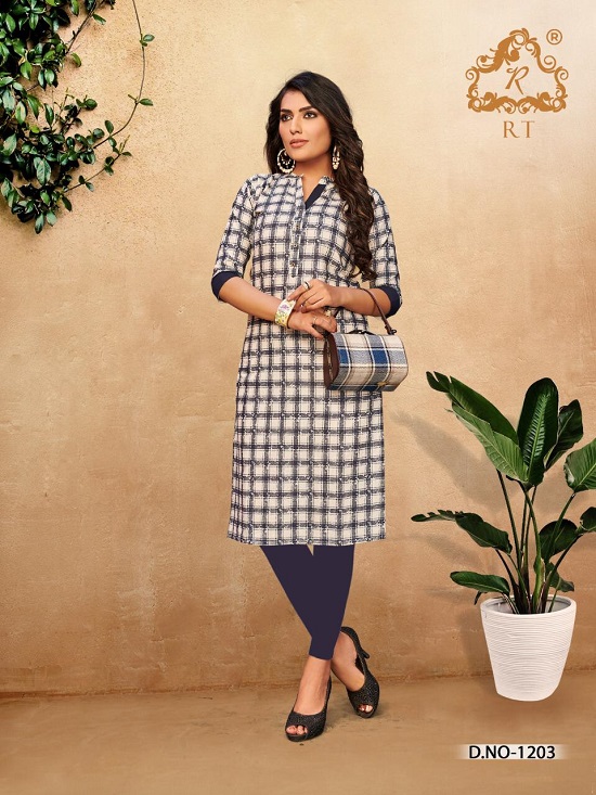 Rijiya Trends (RT) Presents New Kurtis Catalogue Casual. Buy Premium Quality Cotton Flex Print Kurtis From Surat Kurti Manufacturer,Dealer And Wholesaler At Lowest Wholesale Price Online. Buy RT Casual Kurtis 8 Design Bunch In Bulk Rate. Order Highest Selling Cotton Print Kurtis Catalogue Online In Wholesale For Business 