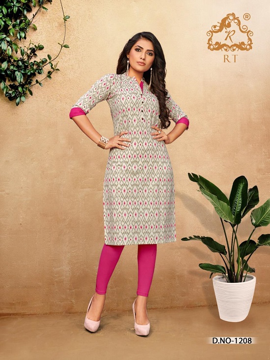 Rijiya Trends (RT) Presents New Kurtis Catalogue Casual. Buy Premium Quality Cotton Flex Print Kurtis From Surat Kurti Manufacturer,Dealer And Wholesaler At Lowest Wholesale Price Online. Buy RT Casual Kurtis 8 Design Bunch In Bulk Rate. Order Highest Selling Cotton Print Kurtis Catalogue Online In Wholesale For Business 