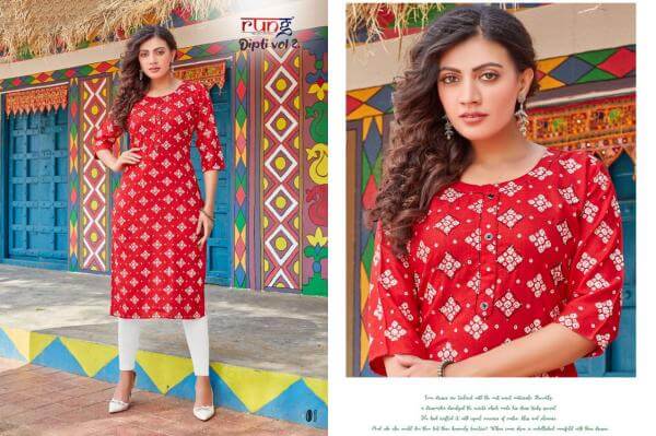 Rung Dipti Vol 2 Casual Wear Kurti In Wholesale Price