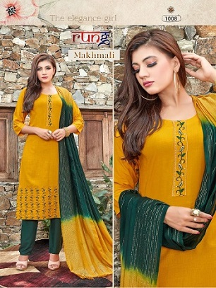 Rung Makhmali Kurtis Pant with Dupatta wholesale catalog, Buy Full catalog of Rung Makhmali Kurtis Pant with Dupatta at wholesale price