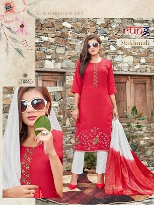 Rung Makhmali Kurtis Pant with Dupatta wholesale catalog, Buy Full catalog of Rung Makhmali Kurtis Pant with Dupatta at wholesale price