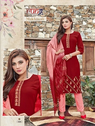 Rung Makhmali Kurtis Pant with Dupatta wholesale catalog, Buy Full catalog of Rung Makhmali Kurtis Pant with Dupatta at wholesale price