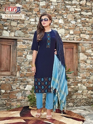 Rung Makhmali Kurtis Pant with Dupatta wholesale catalog, Buy Full catalog of Rung Makhmali Kurtis Pant with Dupatta at wholesale price