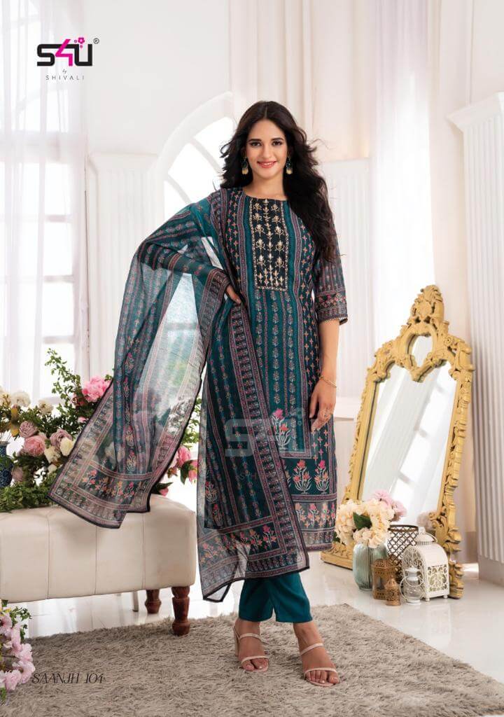 S4U Saanjh Partywear Kurta Pant Dupatta Set Catalog In Wholesale Price. Purchase Full Catalog of S4U Saanjh In Wholesale Price Online