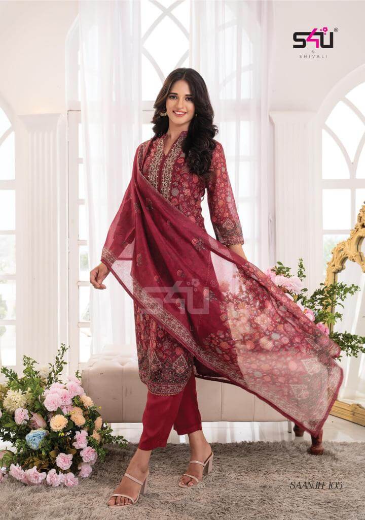 S4U Saanjh Partywear Kurta Pant Dupatta Set Catalog In Wholesale Price. Purchase Full Catalog of S4U Saanjh In Wholesale Price Online