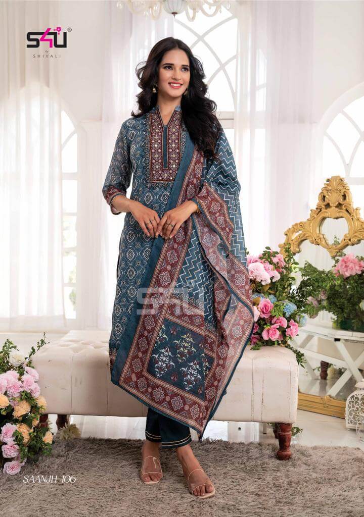 S4U Saanjh Partywear Kurta Pant Dupatta Set Catalog In Wholesale Price. Purchase Full Catalog of S4U Saanjh In Wholesale Price Online