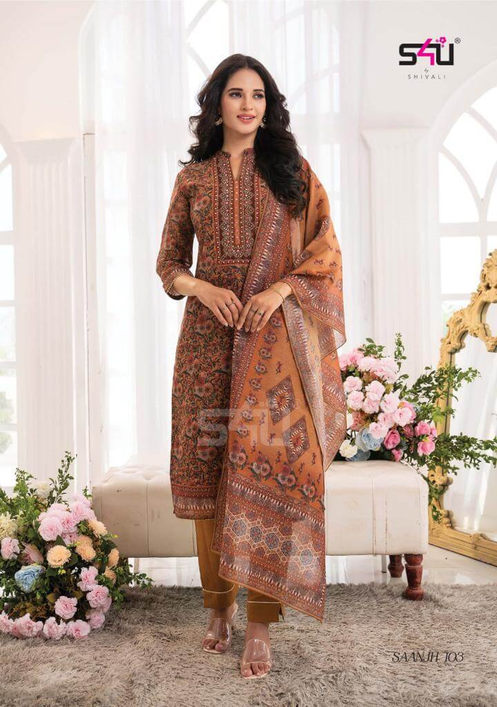 S4U Saanjh Partywear Kurta Pant Dupatta Set Catalog In Wholesale Price. Purchase Full Catalog of S4U Saanjh In Wholesale Price Online