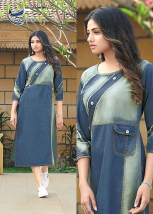 Seriema Kumb Capture Funky Look Denim Kurtis wholesale catalog, Buy Full catalog Of Seriema Kumb Capture Funky Look Denim Kurtis At wholesale Price