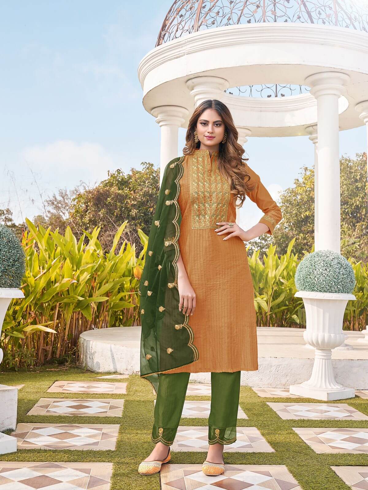 RT Chanderi Kurtis Pant Dupatta Set Wholesale Catalog, Buy Full Catalog of RT Chanderi Kurtis Pant Dupatta Set At Wholesale Price