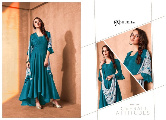 Shubh Nx Ahana Gown With Digital Print Dupatta Wholesale Catalogue. Shubh Nx From Surat Textile Market Launches New Long Gown Style Kurti With Dupatta Catalogue Ahana. Order Shubh Nx Ahana 6 Design Gown With Dupatta Catalogue in Wholesale Price Online At Lowest Price. Purchase Shubh Nx Ahana Kurti Gown Is Made From Maslin Fabric