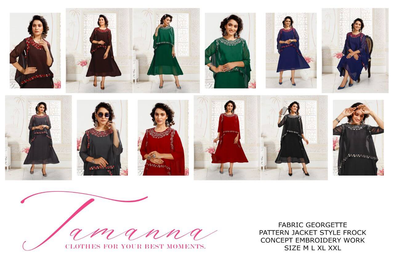 S3FOREVER - TAMANNA - HEAVY GEORGETTE EMBROIDERY WORK JACKET AND FROCK STYLE  KURTI BY S3FOREVER BRAND WHOLESALE AND DEALER