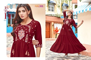 Tips And Tops Mora 3 Long Kurti Wholesale Catalog, Buy Full Catalog of Tips And Tops Mora 3 Long Kurti At Wholesale Price