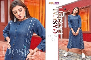 Tips And Tops Denimos Vol 3 Denim Kurtis Wholesale Catalog