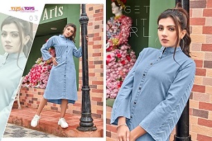 Tips And Tops Denimos Vol 3 Denim Kurtis Wholesale Catalog, Buy Full Catalog of Tips And Tops Denimos Vol 3 Denim Kurtis At Wholesale Price