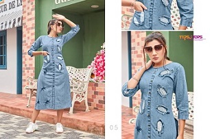 Tips And Tops Denimos Vol 3 Denim Kurtis Wholesale Catalog, Buy Full Catalog of Tips And Tops Denimos Vol 3 Denim Kurtis At Wholesale Price