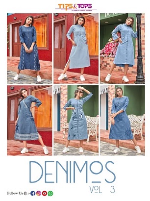 Tips And Tops Denimos Vol 3 Denim Kurtis Wholesale Catalog, Buy Full Catalog of Tips And Tops Denimos Vol 3 Denim Kurtis At Wholesale Price