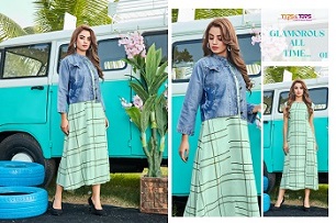 Tips And Tops Mantra Vol 5 Denim Jackets Long Kurtis Wholesle Catalog