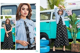 Tips And Tops Mantra Vol 5 Denim Jackets Long Kurtis Wholesle Catalog, Buy Full Catalog of Tips And Tops Mantra Vol 5 Denim Jackets Long Kurtis At Wholesle Price