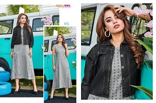 Tips And Tops Mantra Vol 5 Denim Jackets Long Kurtis Wholesle Catalog, Buy Full Catalog of Tips And Tops Mantra Vol 5 Denim Jackets Long Kurtis At Wholesle Price