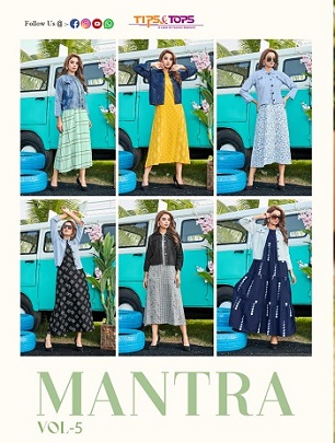 Tips And Tops Mantra Vol 5 Denim Jackets Long Kurtis Wholesle Catalog, Buy Full Catalog of Tips And Tops Mantra Vol 5 Denim Jackets Long Kurtis At Wholesle Price