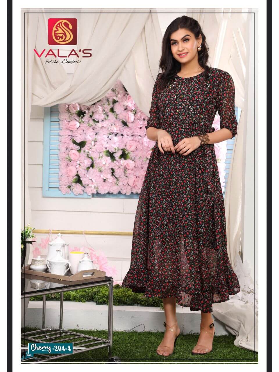 Valas Cherry Vol 4 Ladies Gowns Wholesale Catalog. Purchase Full Catalog Of Ladies Gowns In Wholesale Price Online