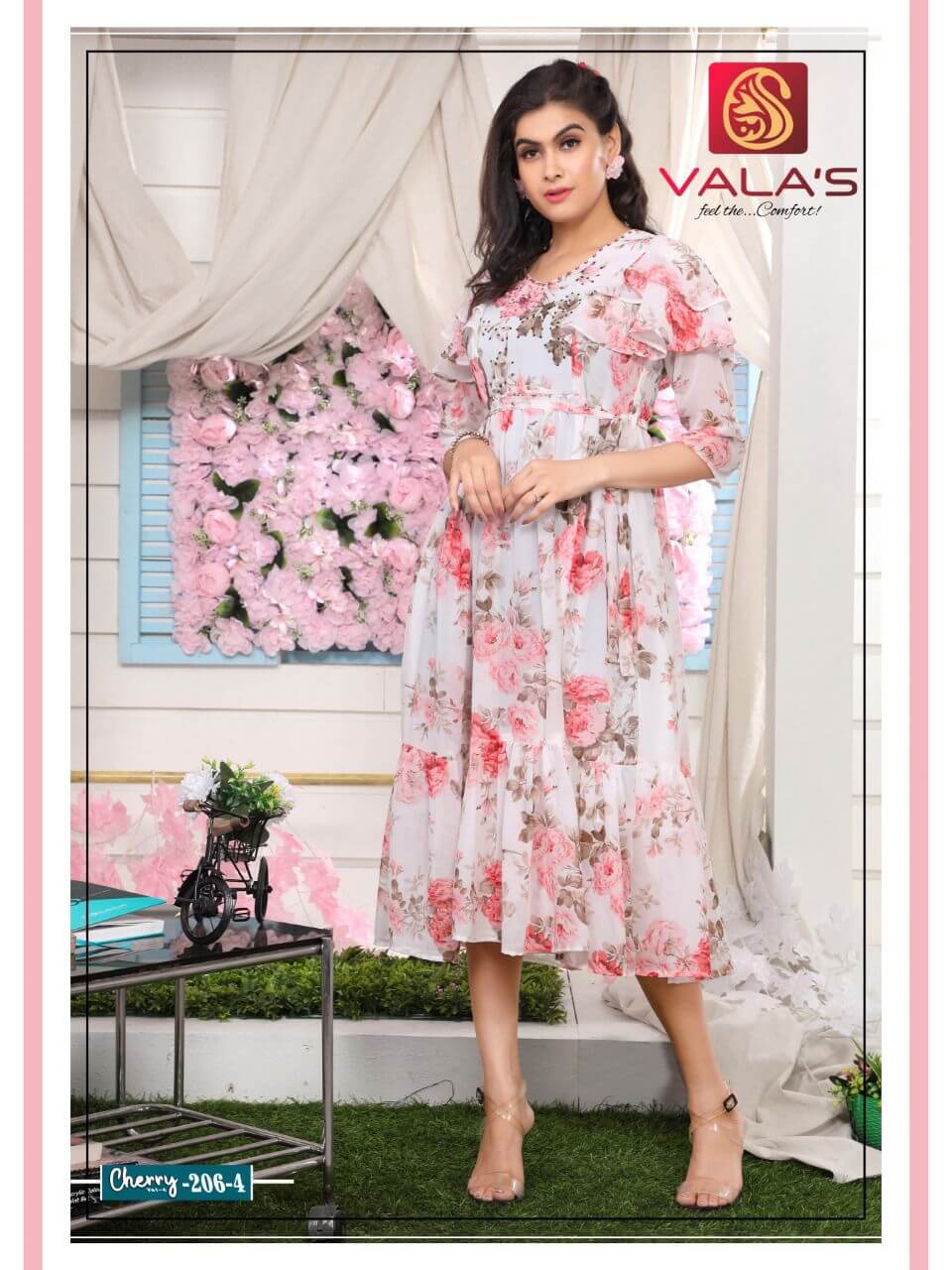 Valas Cherry Vol 4 Ladies Gowns Wholesale Catalog. Purchase Full Catalog Of Ladies Gowns In Wholesale Price Online