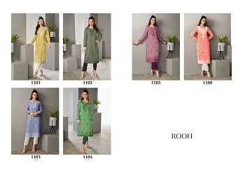 Vamika Nx Presents New Kurti Catalog Rooh, Rooh Six Designs Lucknowi type Stitching Pattern Work Kurtis Wholesale Catalogue by Vamika nx, 