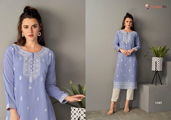 Vamika Nx Presents New Kurti Catalog Rooh, Rooh Six Designs Lucknowi type Stitching Pattern Work Kurtis Wholesale Catalogue by Vamika nx, 