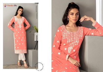 Vamika Nx Presents New Kurti Catalog Rooh, Rooh Six Designs Lucknowi type Stitching Pattern Work Kurtis Wholesale Catalogue by Vamika nx, 