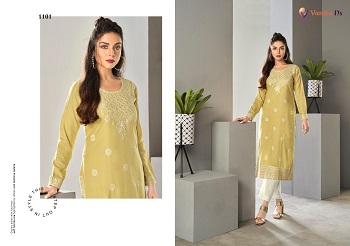 Vamika Nx Presents New Kurti Catalog Rooh, Rooh Six Designs Lucknowi type Stitching Pattern Work Kurtis Wholesale Catalogue by Vamika nx, 