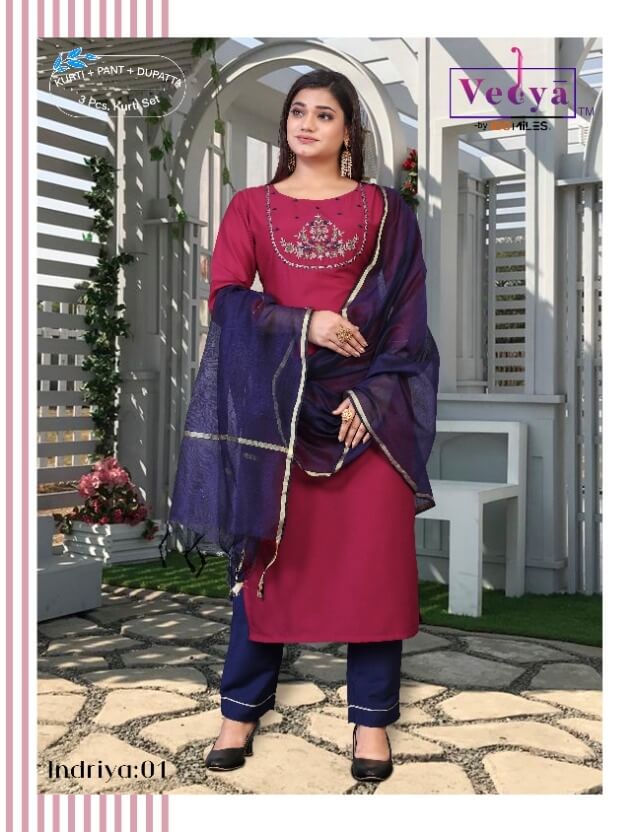 Vedya Indriya Embroidery Work Readymade Dress Wholesale Catalog by 100Miles, Buy Full Catalog of Vedya Indriya By 100Miles Readymade Dress At Wholesale Price Online