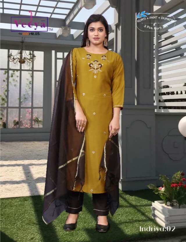 Vedya Indriya Embroidery Work Readymade Dress Wholesale Catalog by 100Miles, Buy Full Catalog of Vedya Indriya By 100Miles Readymade Dress At Wholesale Price Online