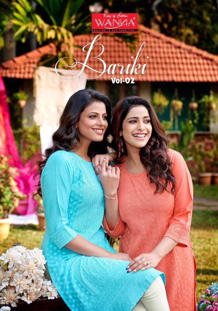 Wanna Bariki Vol 2 Rayon Chiken Work Kurti Wholesaler Catalog