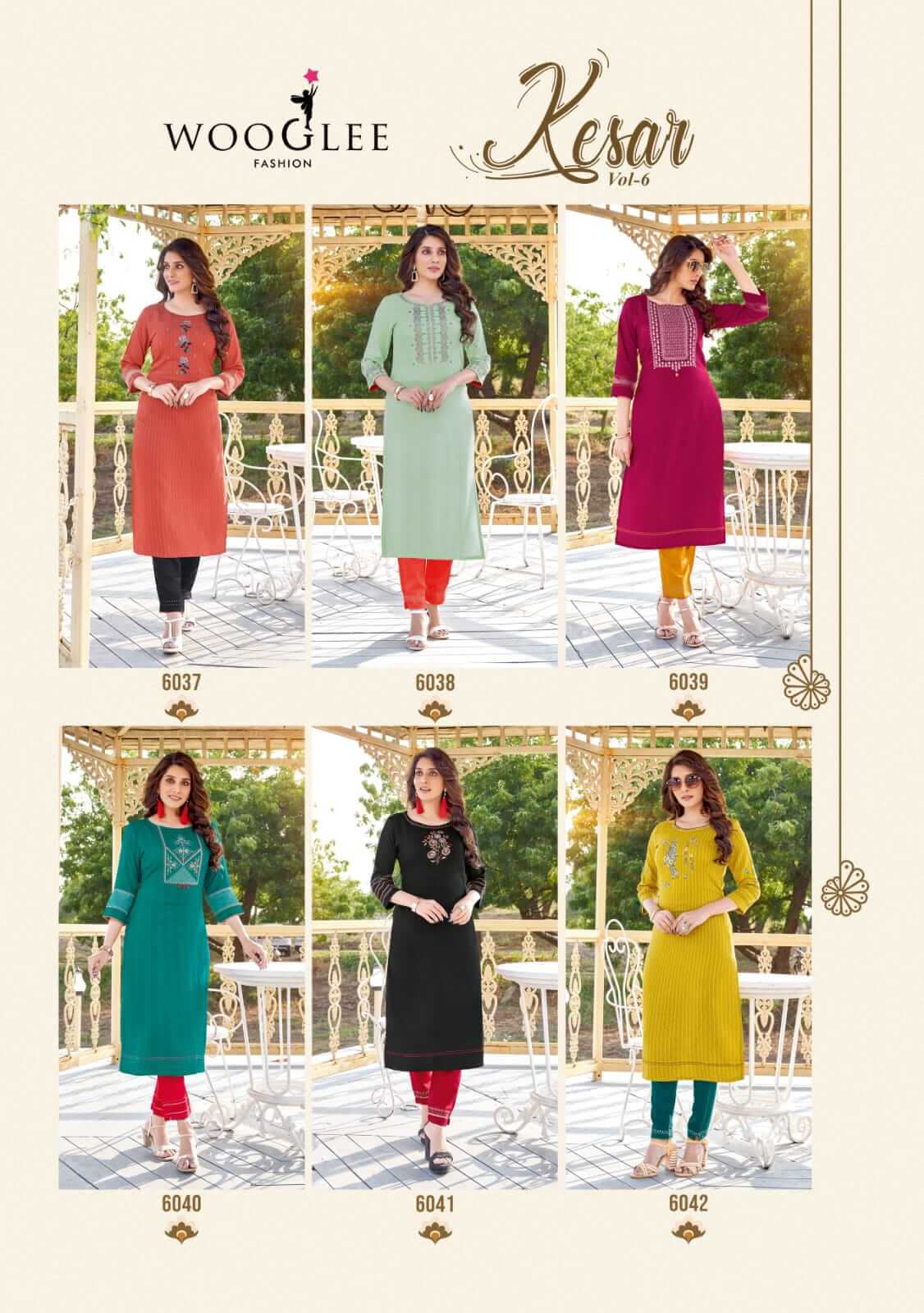 Wooglee Kesar Vol 6 Viscose Kurtis With Pant Wholesale Catalog, Buy Full Catalog of Wooglee Kesar Vol 6 Viscose Kurtis With Pant At Wholesale Price