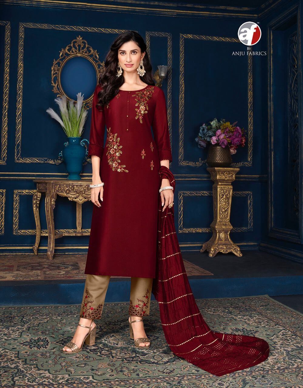 Af Silk Affair Kurti Pant Dupatta Set Wholesale Catalog, Af Silk Affair Kurti Pant Dupatta Set Full Catalog at Wholesale Price Online