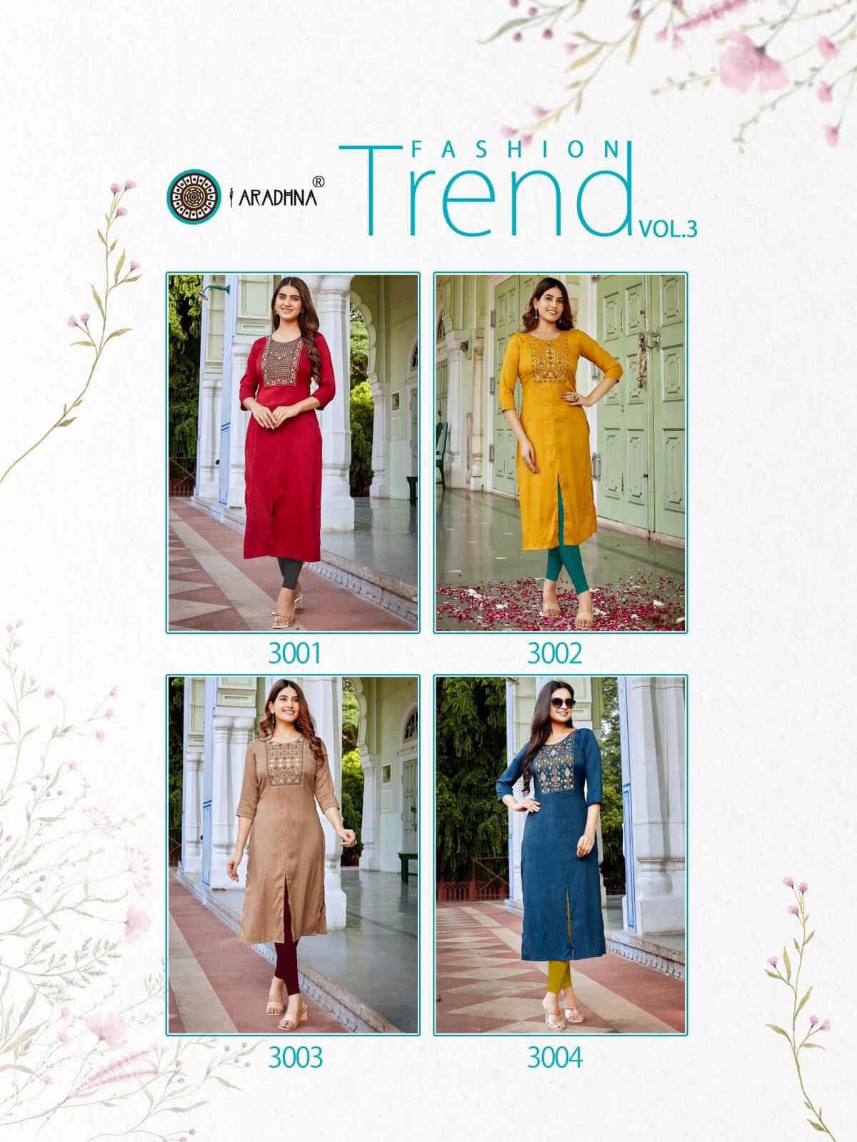 Aradhna Fashion Trend vol 3 Rayon Embroidery Work Kurti Catalog, Buy Aradhna Fashion Trend vol 3 Rayon Embroidery Work Kurtis Full Catalog in Wholesale Price Online