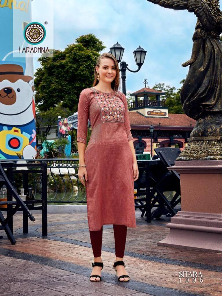 Aradhna Sitara vol 1 Fancy Cotton Embroidery Work Kurtis Catalog, Buy Aradhna Sitara vol 1 Fancy Cotton Embroidery Work Kurtis Full Catalog in Wholesale Price From Aarvee Creation, Vadodara