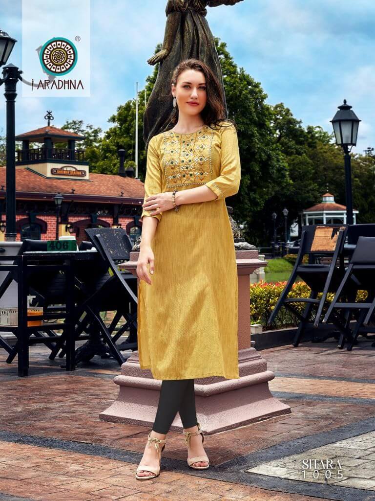 Aradhna Sitara vol 1 Fancy Cotton Embroidery Work Kurtis Catalog, Buy Aradhna Sitara vol 1 Fancy Cotton Embroidery Work Kurtis Full Catalog in Wholesale Price From Aarvee Creation, Vadodara