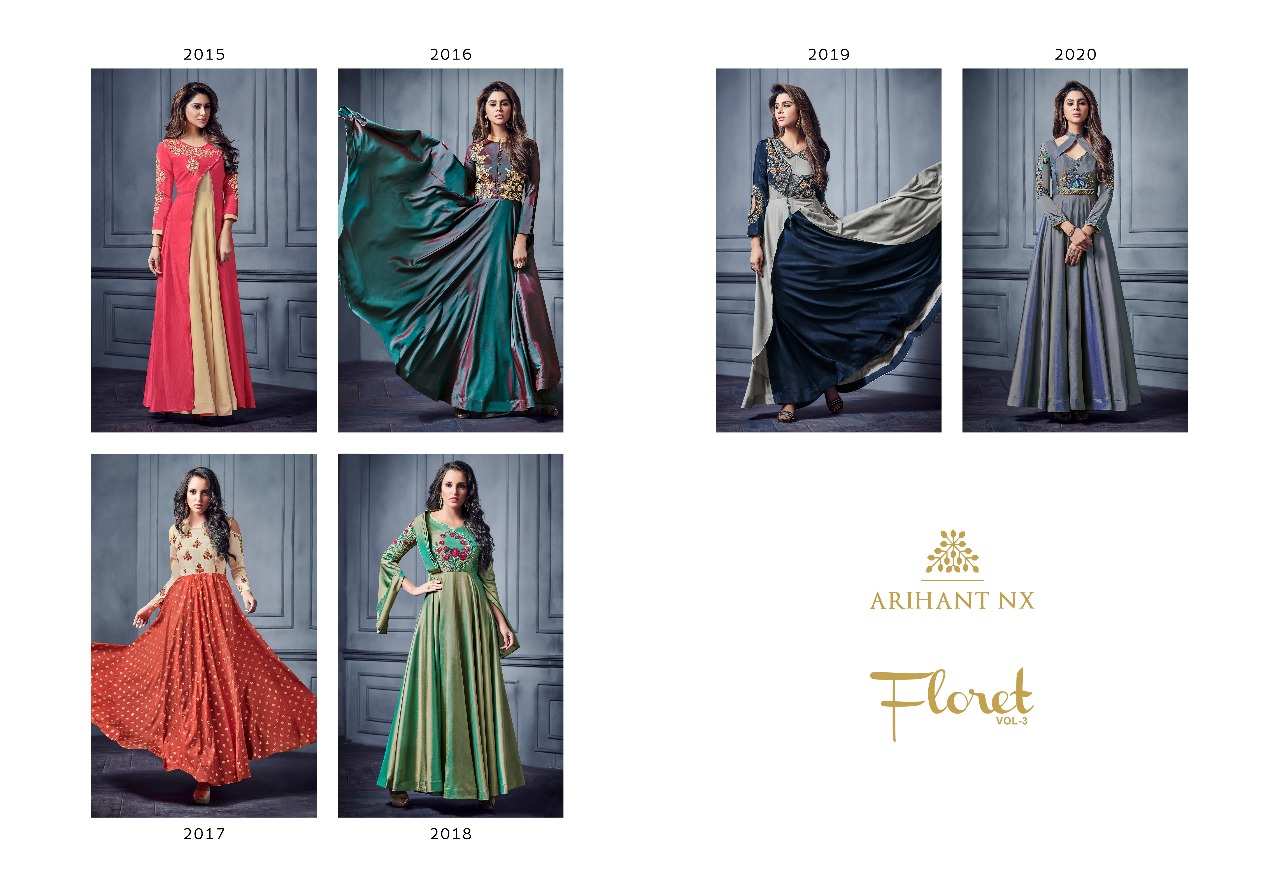 ARIHANT NX FLORET VOL 3 DESIGNER KURTI WHOLESALE CATALOG