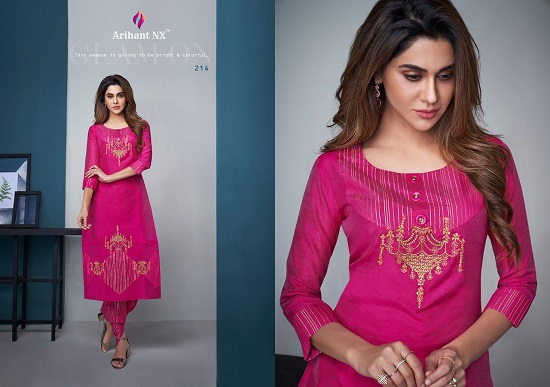 Arihant Vamika Mehar vol 2 Kurtis with Bottom Wholesale Catalogue. Shop Model Silk Kurtis With Pents and Plazzo in wholesale price online for Business.