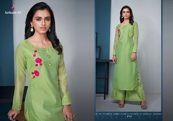 Arihant Vamika Mehar vol 2 Kurtis with Bottom Wholesale Catalogue. Shop Model Silk Kurtis With Pents and Plazzo in wholesale price online for Business.