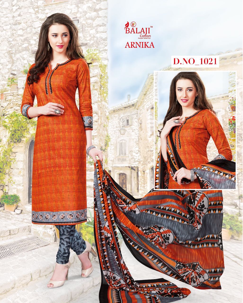 BEAUTIFUL COTTON PRINTED DRESS MATERIAL WITH CHIFFON DUPATTA