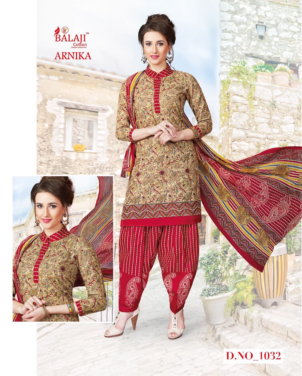 BEAUTIFUL COTTON PRINTED DRESS MATERIAL WITH CHIFFON DUPATTA